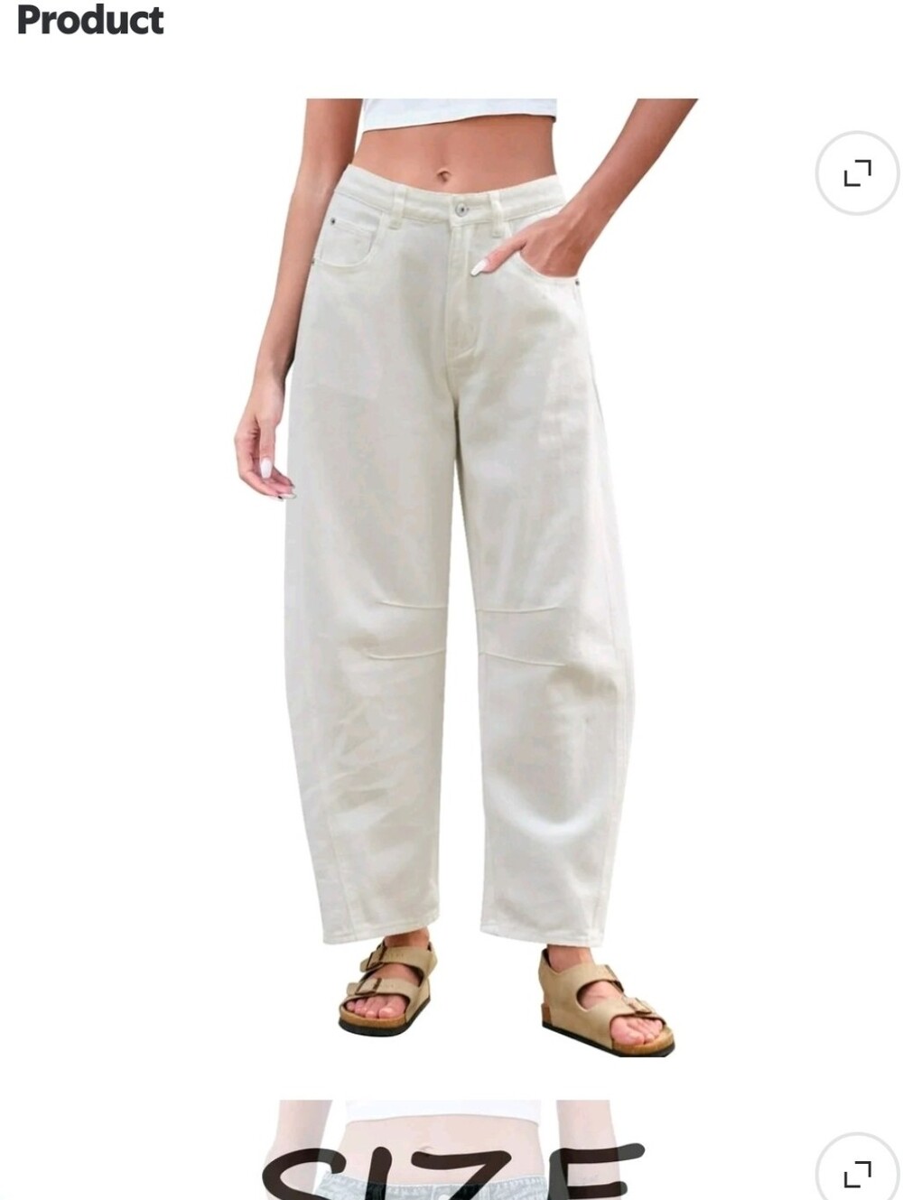 Women’s High-Rise Wide Leg Barrel Jeans in Off-White